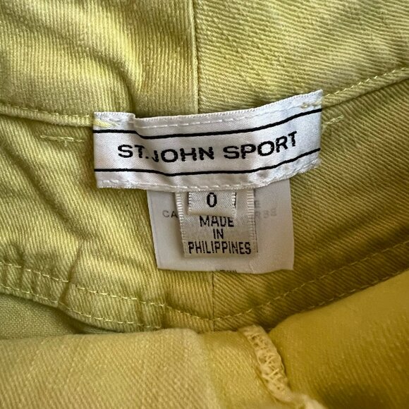 Vtg St. John Sport Chartreuse Trousers Straight Leg Mid Rise Jeans Size 0 - Picture 6 of 7